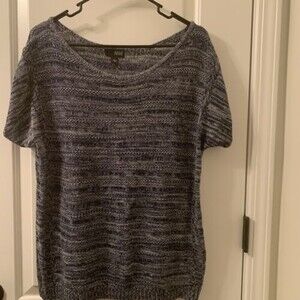 a.n.a Women's Size Large Knit Short Sleeve Sweater Cardigan Pullover Round Neck